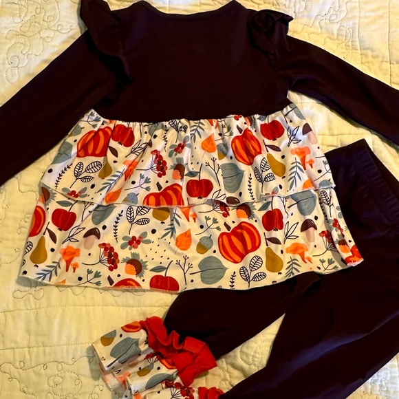 Girls 18 month Thanksgiving Boutique Ruffle Shirt and Pants Outfit Turkey NWOT - Picture 6 of 6